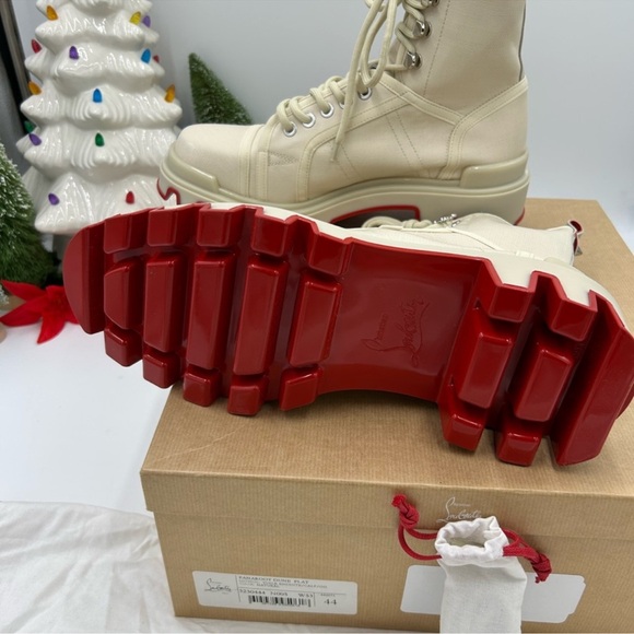 Men’s Christian Louboutin Panaroot dune combat boots coded canvas/leather 44EU - Picture 8 of 12